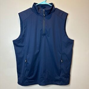 CORE 365 Mens Large Navy Blue 1/4 Zip Sleeveless Vest Lightweight Performance